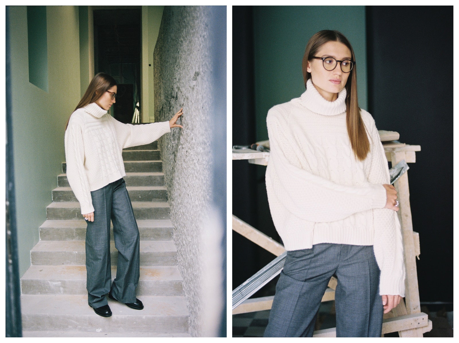 На Дарье пуловер Celine брюки и ремень Saint Laurent лоферы Valentino ЦУМ