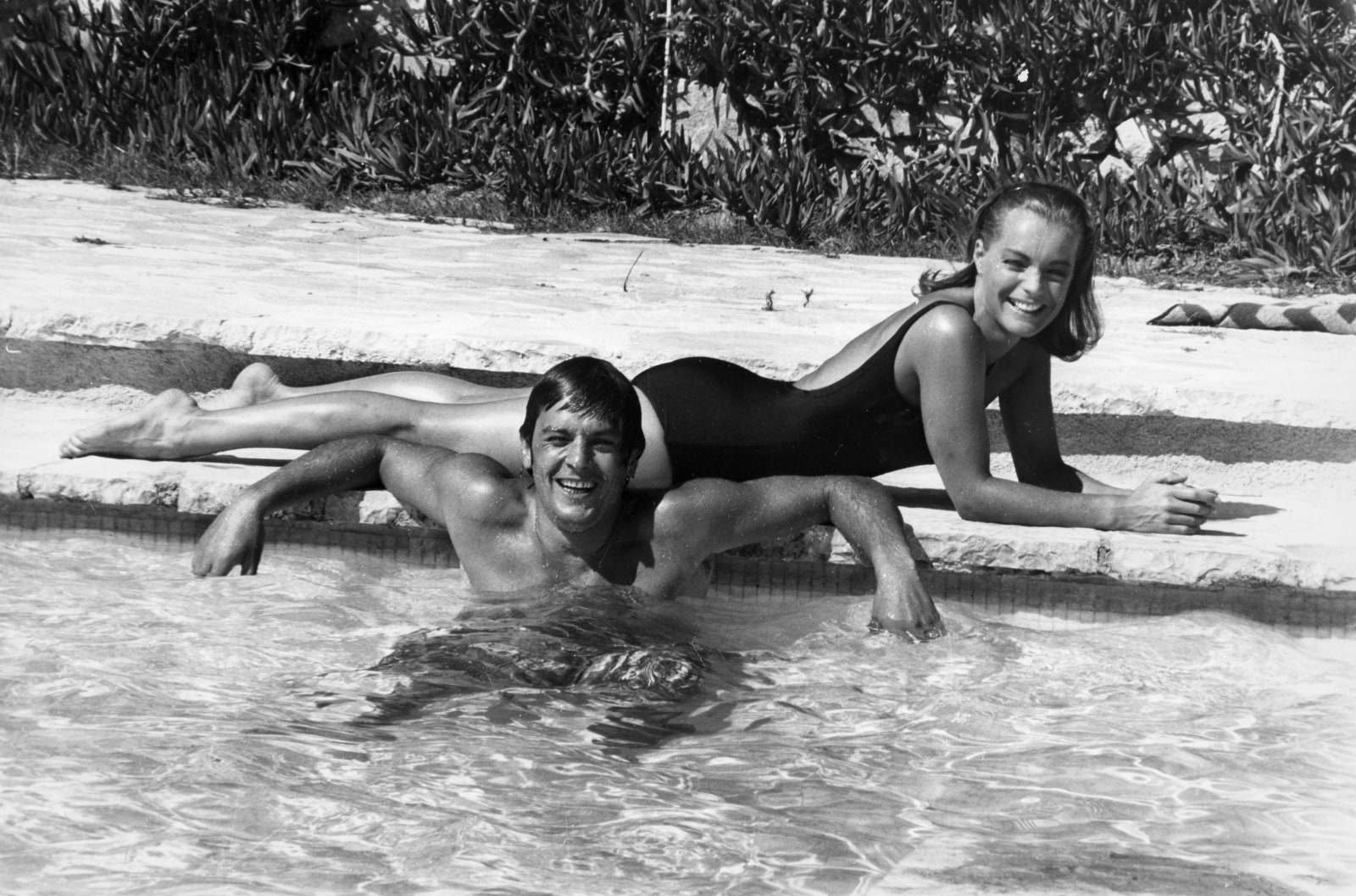 Роми Шнайдер и Ален Делон перед съемками фильма «Бассейн» 1968