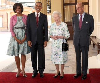 Мишель иnbspБарак Обама Елизавета II иnbspпринц Филипп.