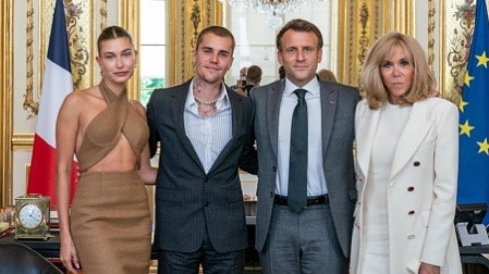 Джастин и Хейли Бибер встретились с Эммануэлем и Брижит Макрон
