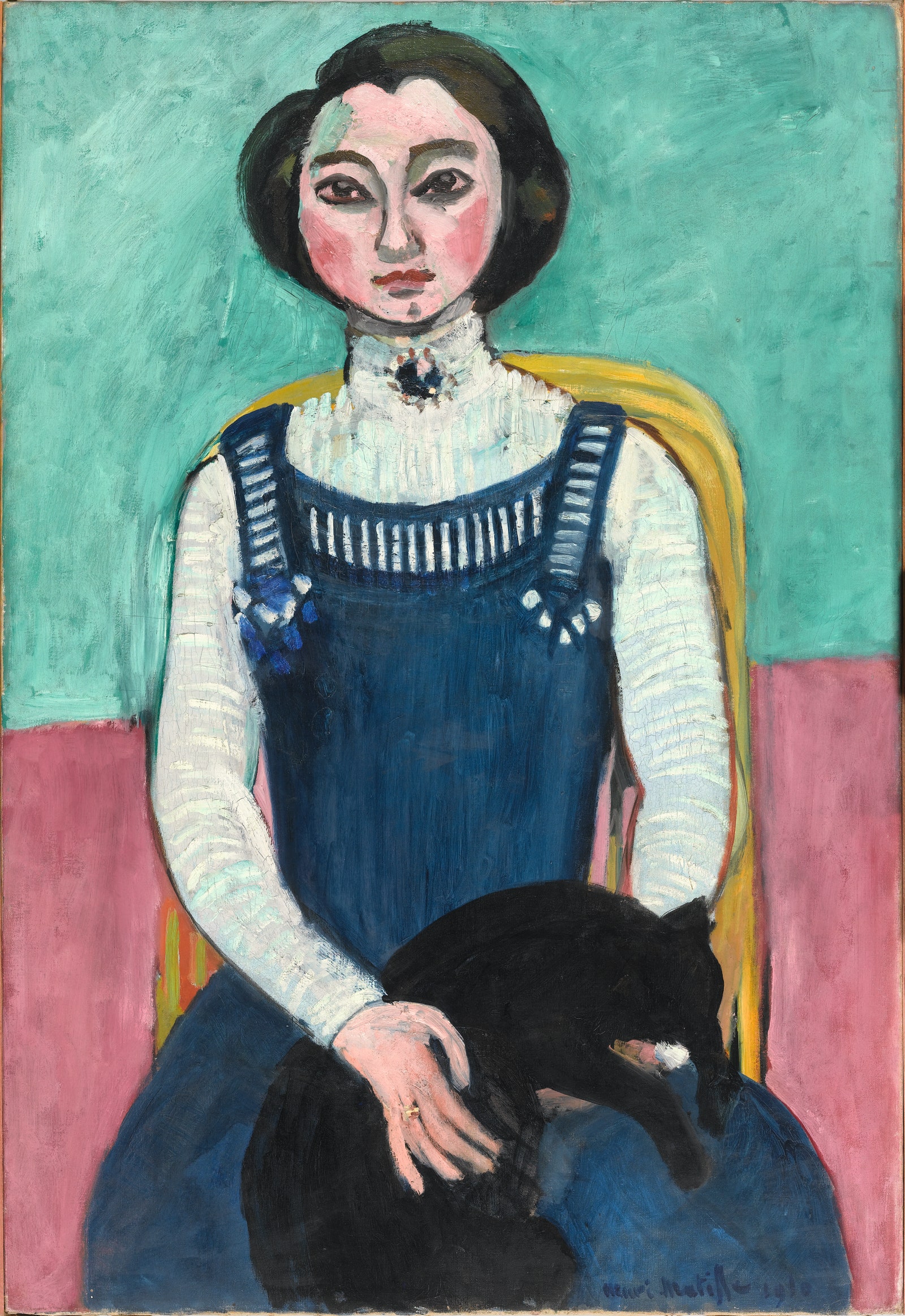 Henri Matisse Marguerite au chat noir dbut 1910 huile sur toile 94 × 64 cm.