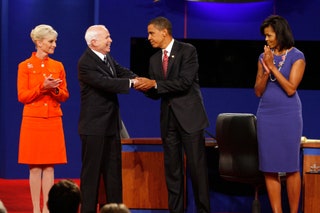 Синди иnbspДжон Маккейн иnbspБарак иnbspМишель Обама 2008.