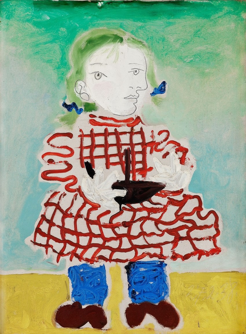 «Майя в красном фартуке» Пабло Пикассо 1938