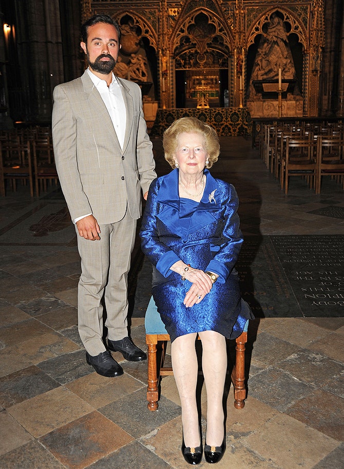 Евгений Лебедев с Маргарет Тэтчер на обеде в Вестминстерском аббатстве