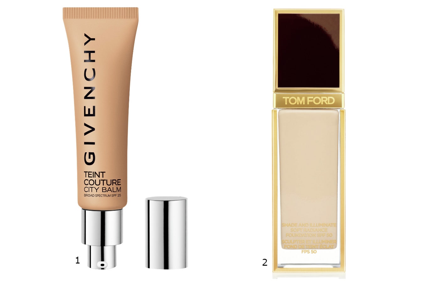1.Givenchy Teint Couture City Balm SPF 25 2.Tom Ford Shade And Illuminate Soft Radiance Foundation SPF 50