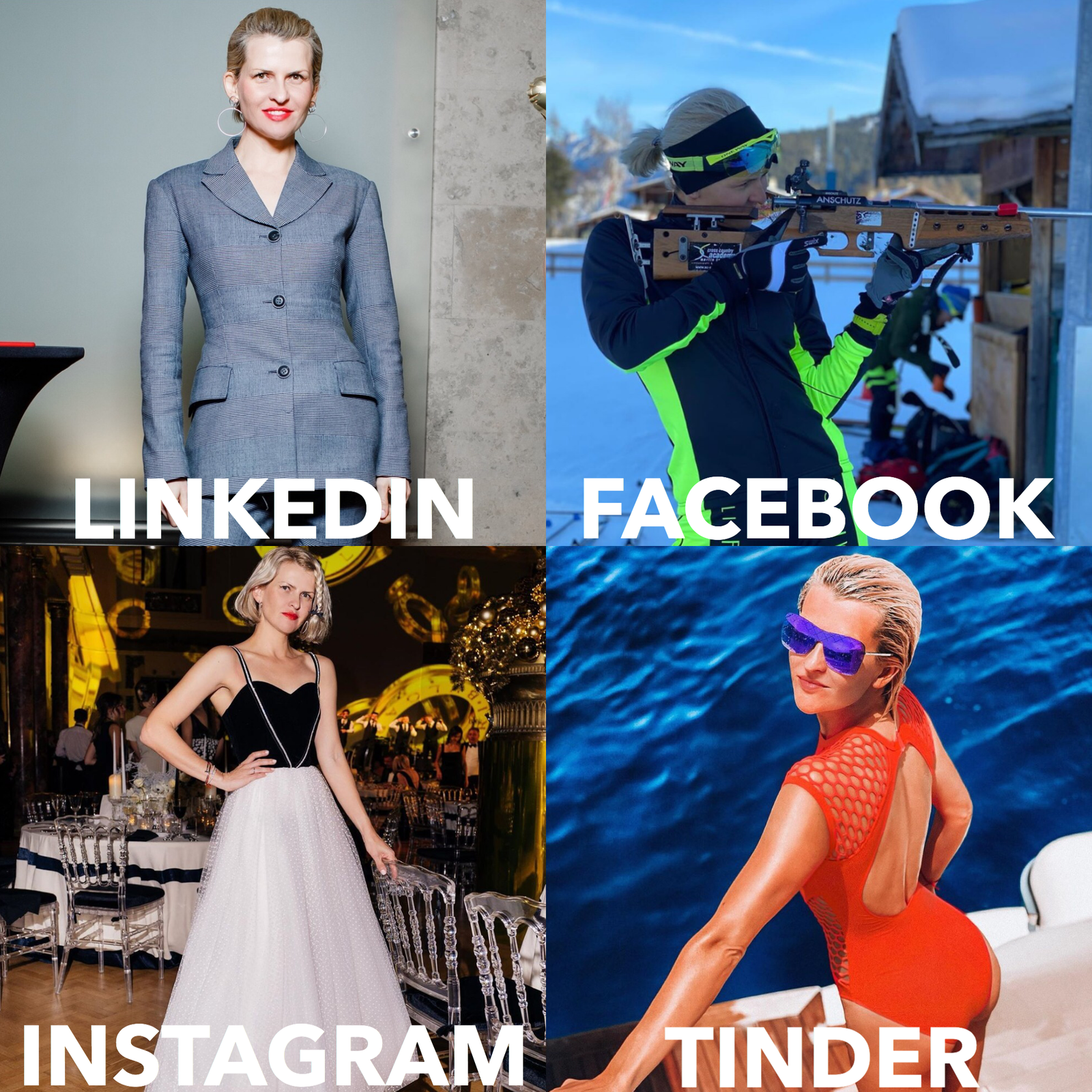 Facebook instagram tinder linkedin