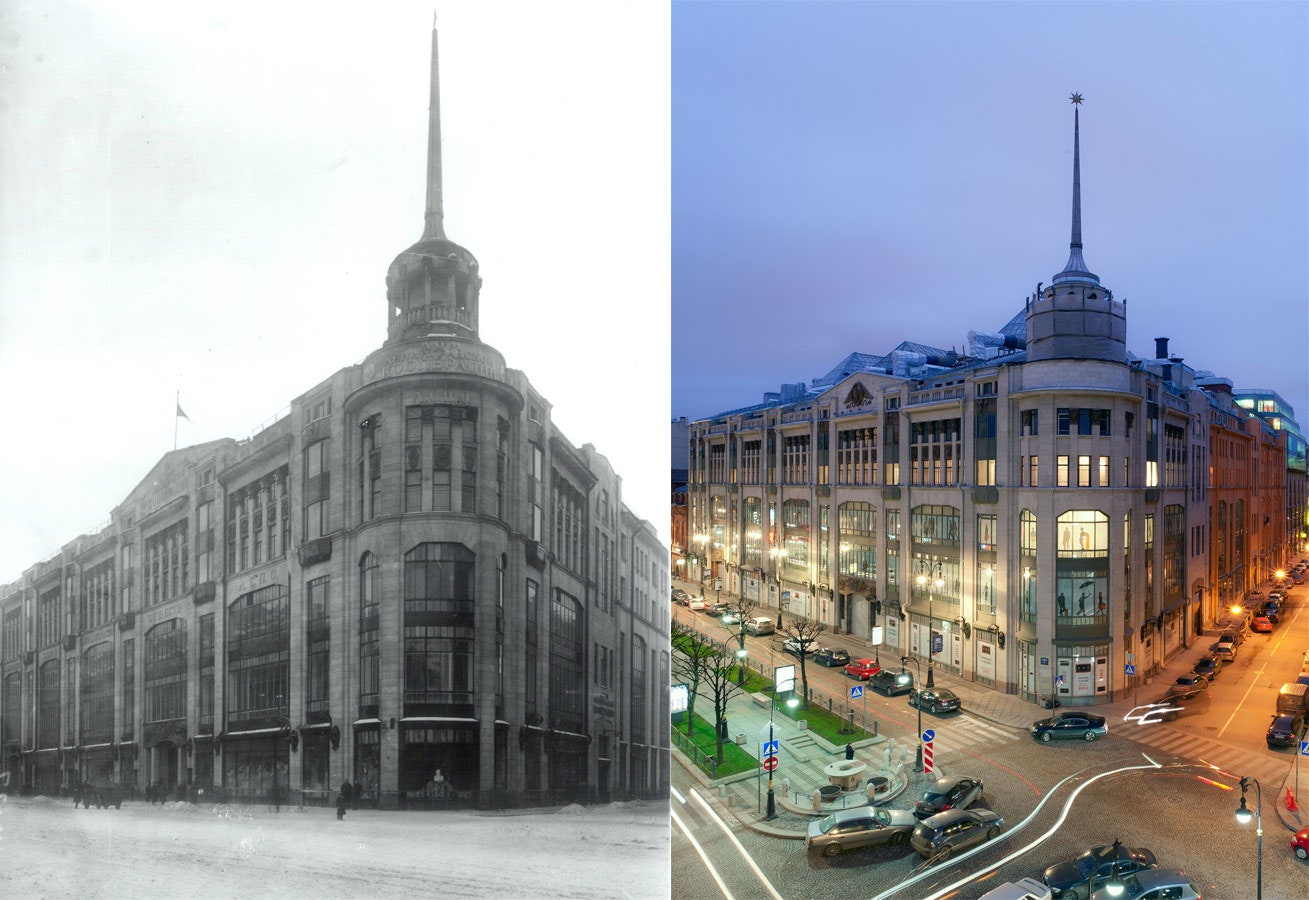 Фасады ДЛТ до революции и после реконструкции.