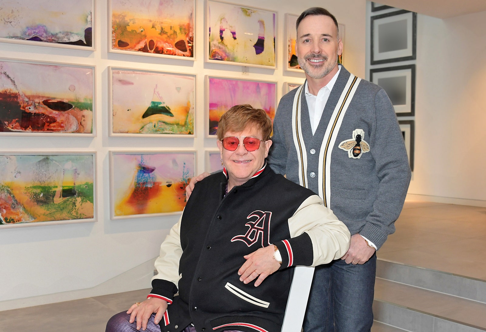 Sir Elton John and David Furnish at home in their art gallery © Dave Benett Getty Images for the VampA