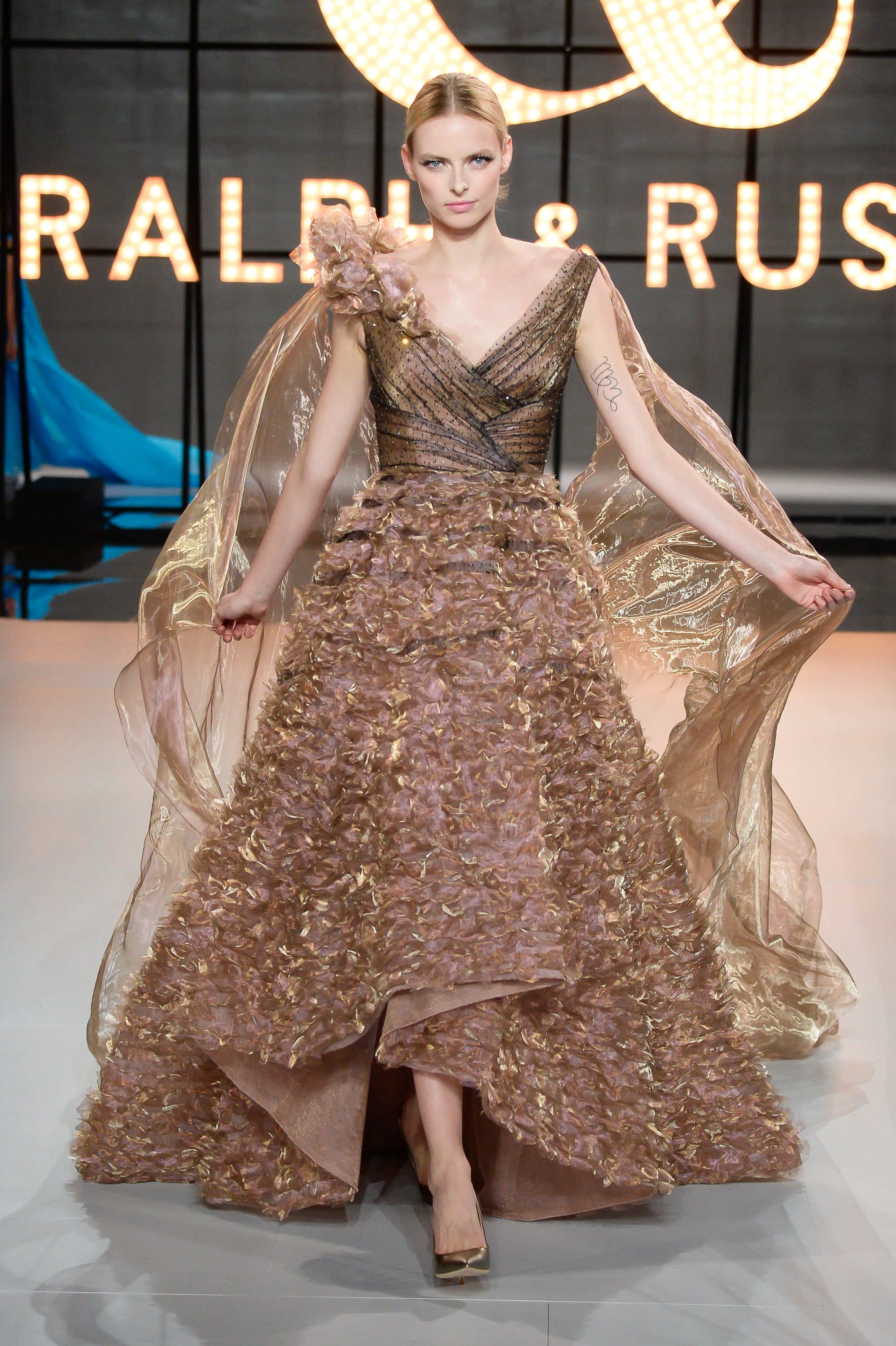 ralph and russo gold dress