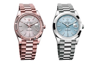Слева направо женские и мужские часы Rolex DayDate цена по запросу бутики Mercury.
