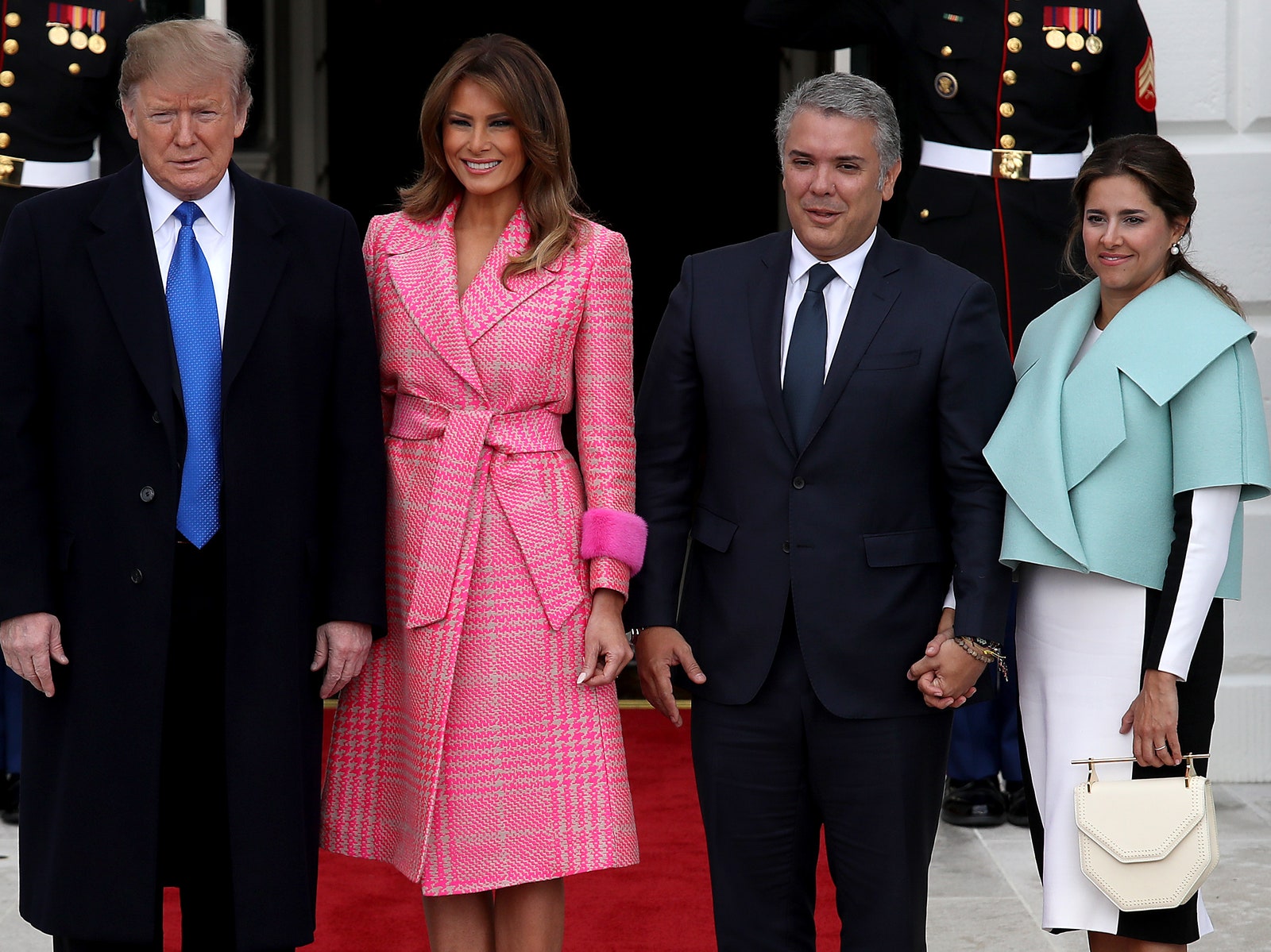 Дональд и Мелания Трамп на встрече с президентом Колумбии