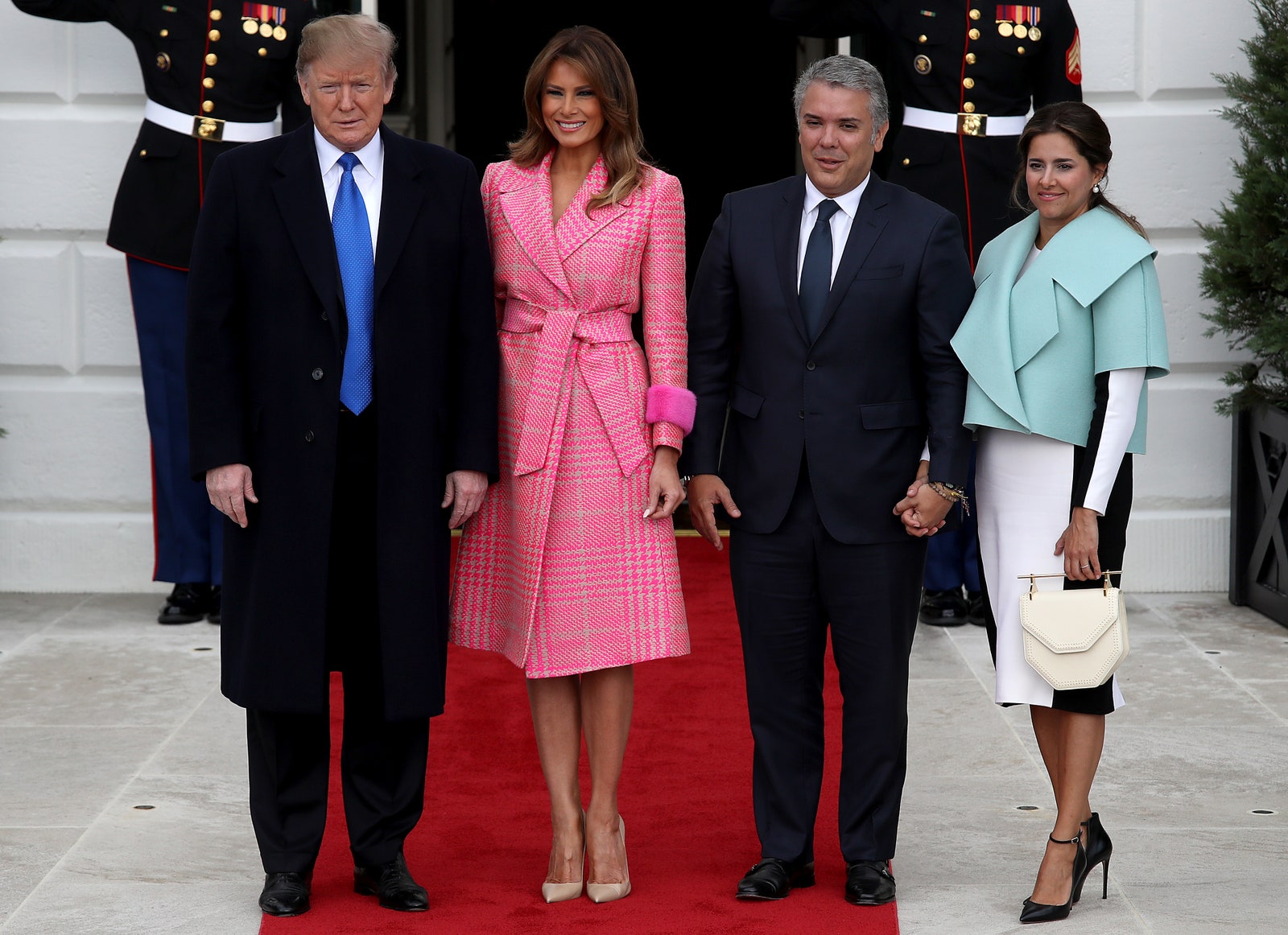Дональд и Мелания Трамп на встрече с президентом Колумбии