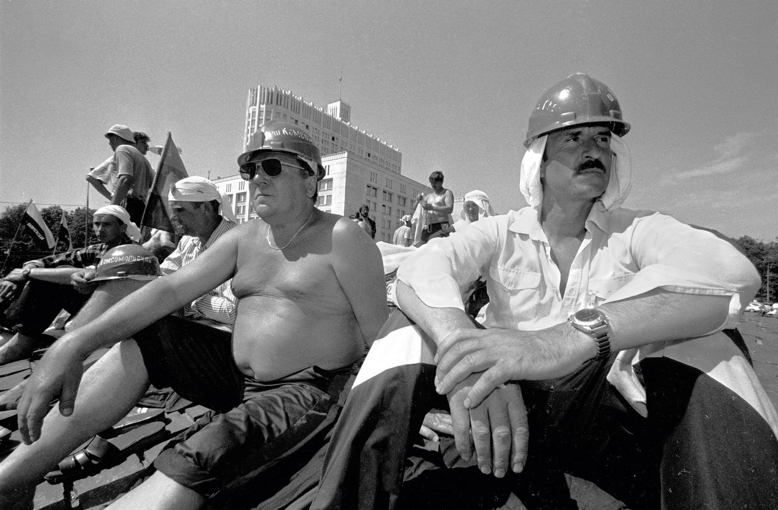 Протестующие шахтеры у Белого дома 1998.