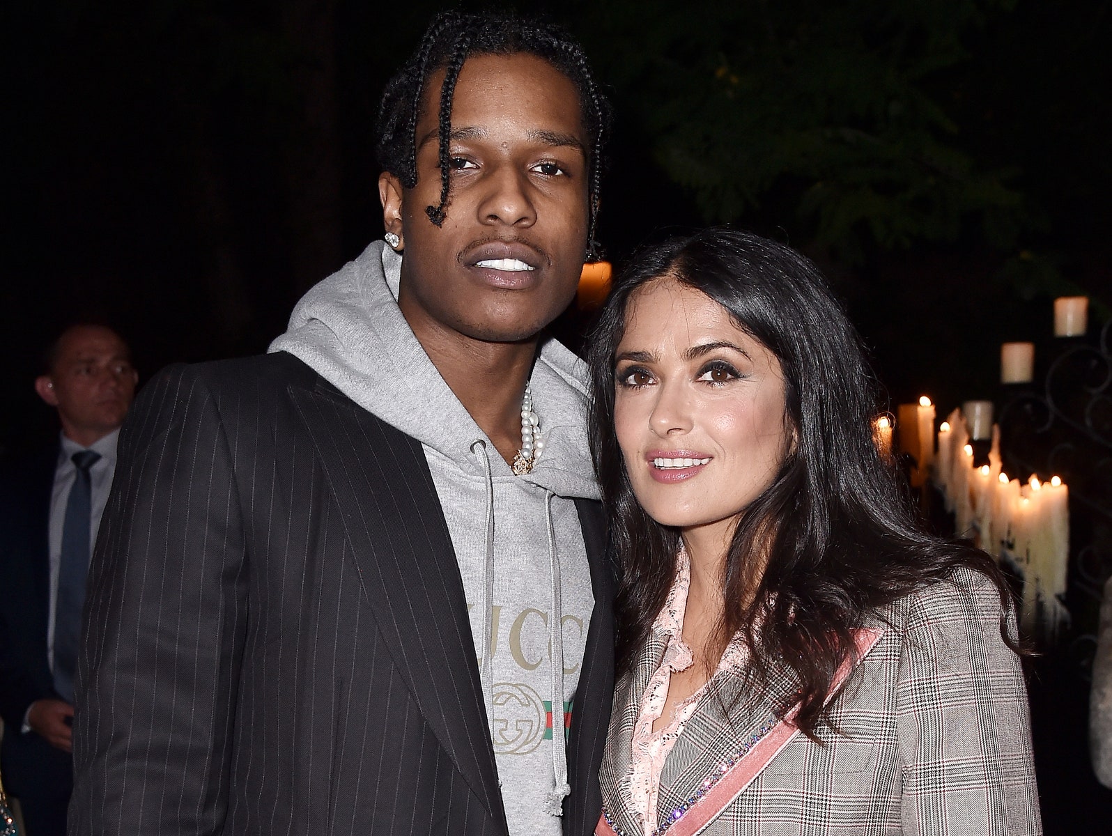 A$AP Rocky и Сальма Хайек на показе Gucci Resort 2019