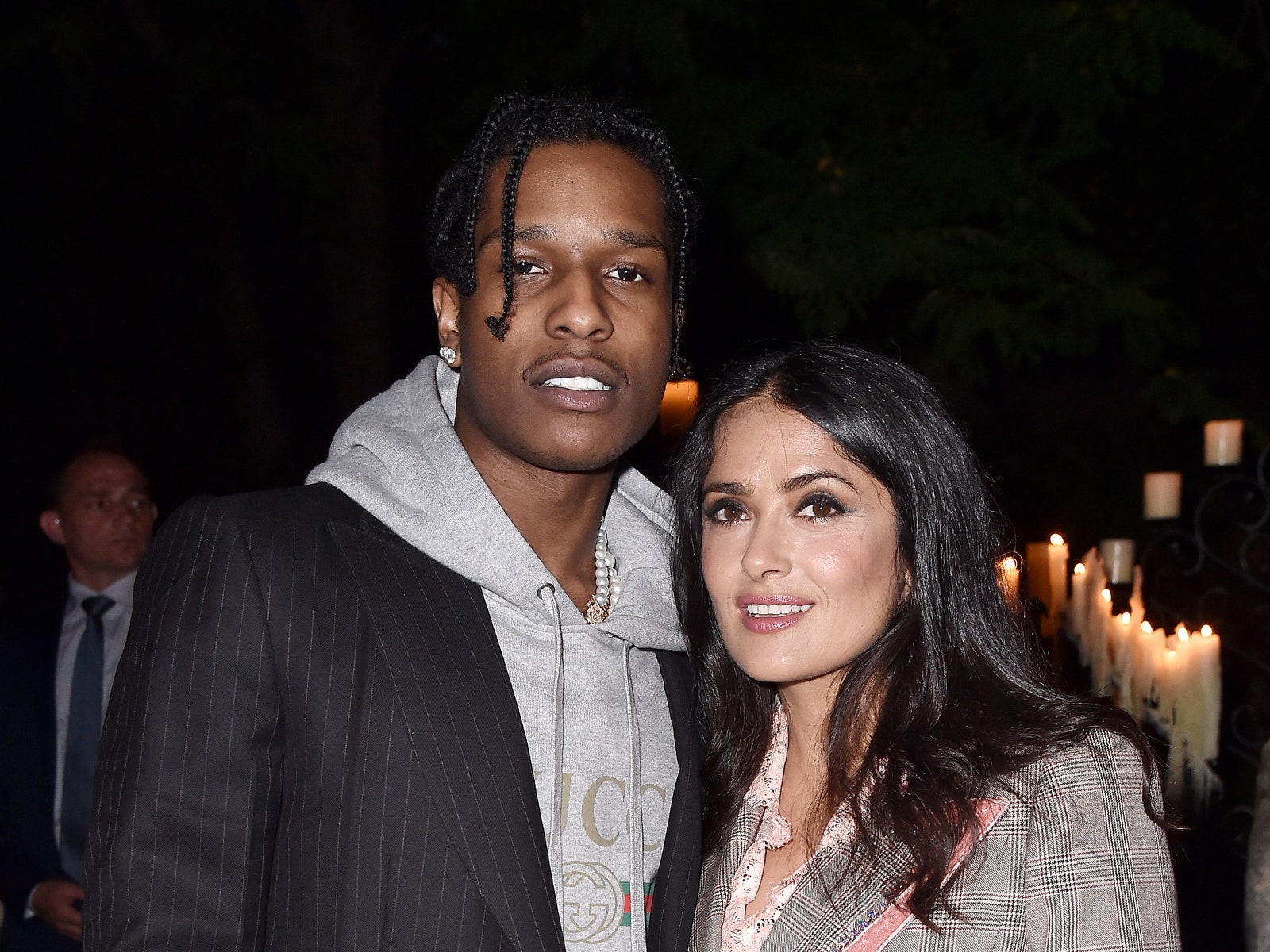 A$AP Rocky и Сальма Хайек на показе Gucci Resort 2019