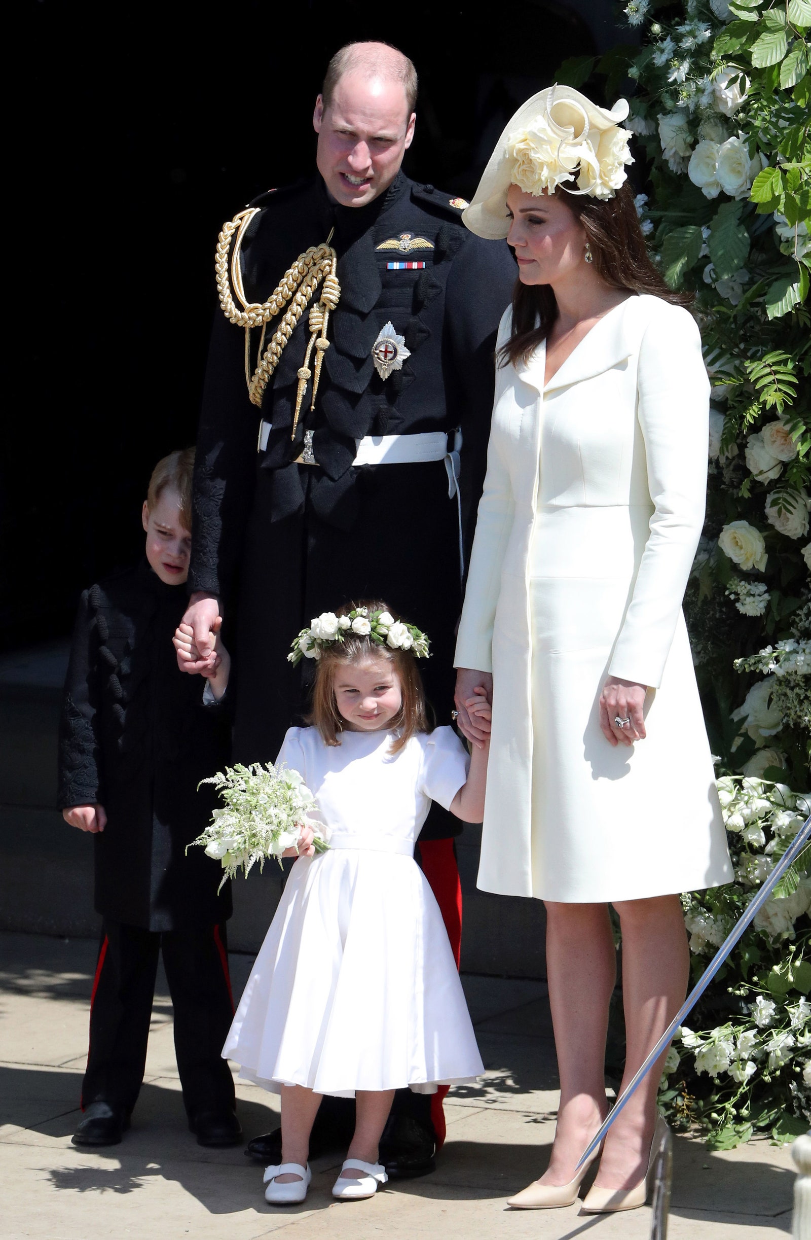 Принц Джордж принц Уильям принцесса Шарлотта и Кейт Миддлтон на свадьбе принца Гарри и Меган Маркл