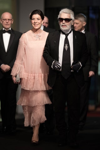 Принцесса Каролина Ганноверская в Chanel и Карл Лагерфельд.