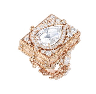 Кольцо Cachette Tiroir Diamant — розовое золото и бриллианты.