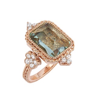 Кольцо Volupt Bryl Vert — розовое золото бриллианты и зеленый берилл.