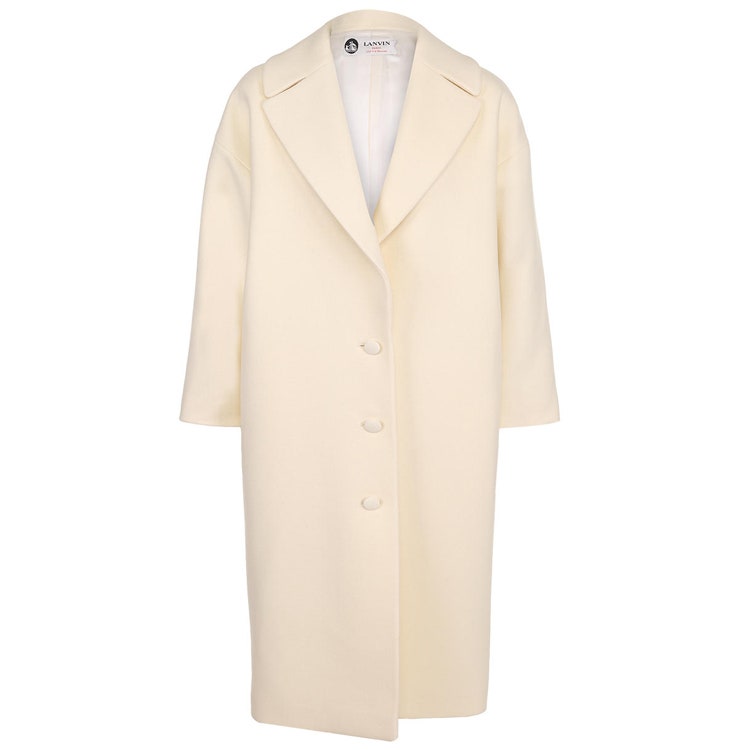 Шерстяное однобортное пальто прямого кроя Lanvin