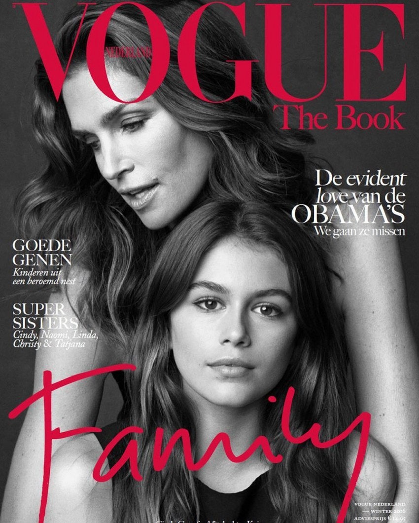 Синди Кроуфорд и Кайя Гербер на обложке Vogue Нидерланды 2016 год