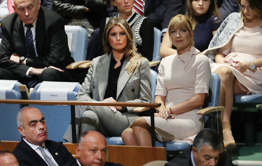 Мелания Трамп фото с выступления Дональда Трампа перед ООН