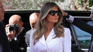 Мелания Трамп фото в белом костюме в Израиле