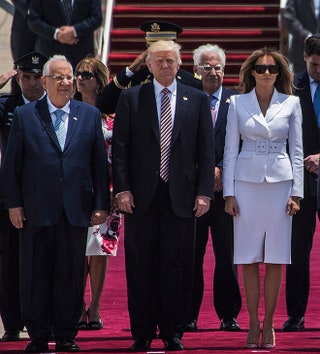 Президент Израиля Реувен Ривлин Дональд Трамп и Меланья Трамп.