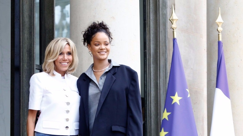 Рианна в гостях у Эммануэля и Брижит Макрон в Елисейском дворце фото со встречи с президентом