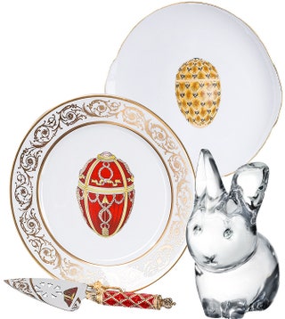 Тарелки и лопатка для десерта Faberge хрустальный зайчик Baccarat.