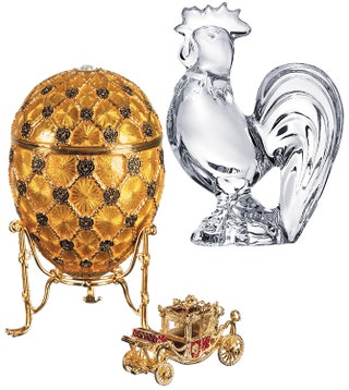 Драгоценное яйцо Faberge хрустальный петух Baccarat.