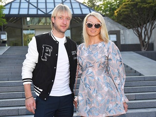 Евгений Плющенко и Яна Рудковская на показе Louis Vuitton в Киото