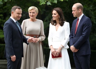 Президент Польши Анджей Дуда с женой Агатой КорнхаузерДуда герцогиней Кэтрин и принцем Уильямом.