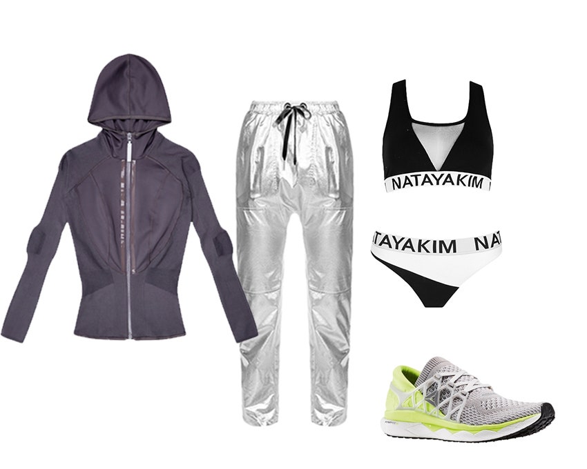 Олимпийка из полиэстера и эластана Adidas by Stella McCartney купальник из полиамида и эластана Natayakim брюки из...