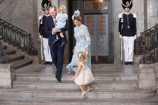 Кристофер О'Нилл и принцесса Мадлен с дочерью принцессой Леонорой и сыном принцем Николасом.