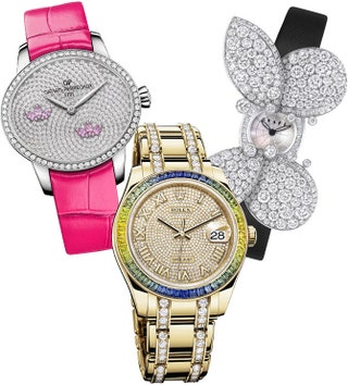 Часы Cats Eye Water Lily от Girard Perregaux Rolex Datejust и Graff Princess Butterfly.
