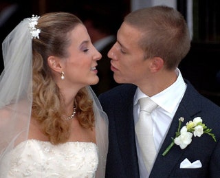 Принцесса Тесси и принц Луи Люксембургские в день свадьбы.
