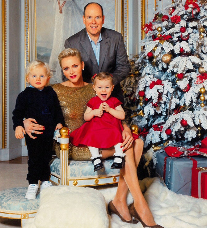 Князь Альберт и княгиня Шарлен с детьми