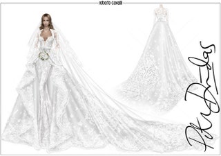 Эскиз свадебного платья  Roberto Cavalli Couture которое шил Питер Дундас.
