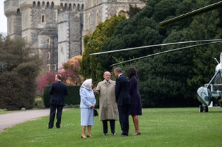 Елизавета II Барак и Мишель Обама и принц Филипп.