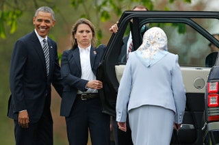Барак Обама и Елизавета II.