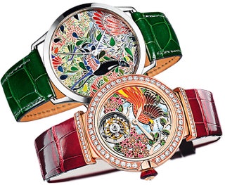 Часы Slim d'Hermes Mille Fleurs du Mexique и часы Lucea Il Giardino Paradiso от Bvlgari.