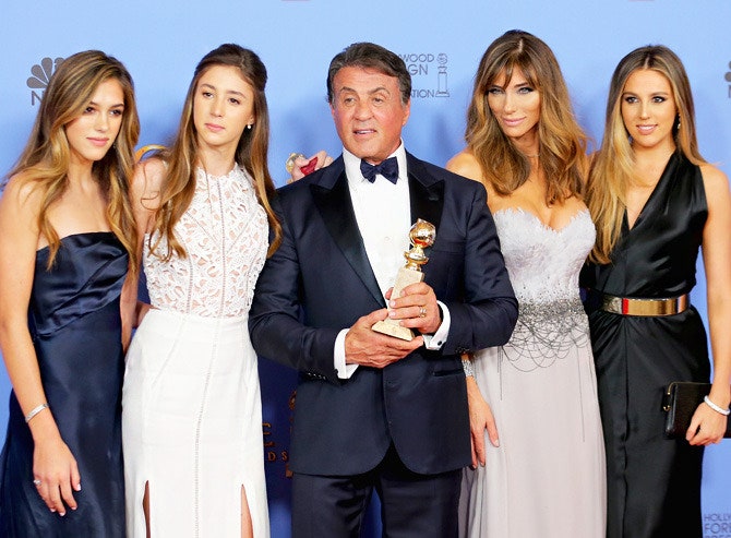 Сильвестр Сталлоне с супругой Дженнифер Флавин и дочерьми
