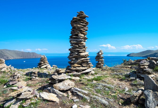 Ритуальные камни на острове Ольхон где в августе проходит большой шаманский съезд. Рекламную кампанию Miu Miu Resort...