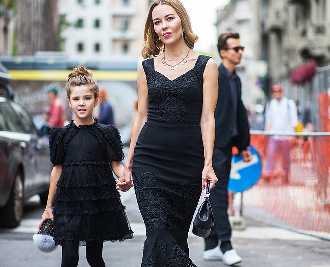 Ульяна Сергеенко с дочерью Василисой на Неделе моды в Милане