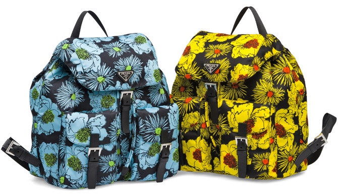 Классические нейлоновые рюкзаки Prada в жизнерадостном цветочном исполнении