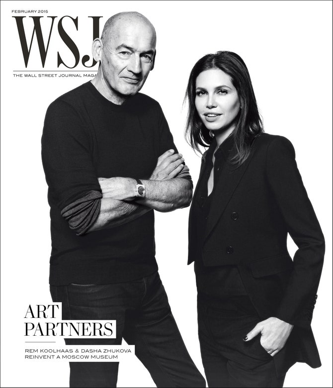 Даша Жукова с архитектором Ремом Колхасом на обложке The Wall Street Journal
