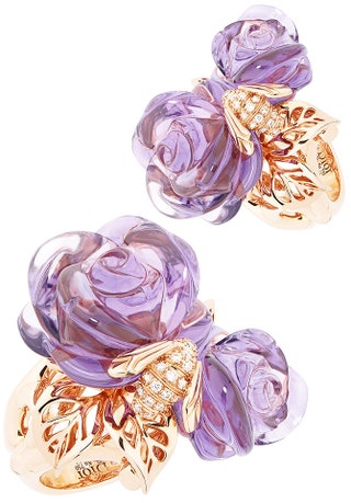 Кольцо из коллекции Rose Dior Pre Catelan из розового золота с аметистами и бриллиантами.