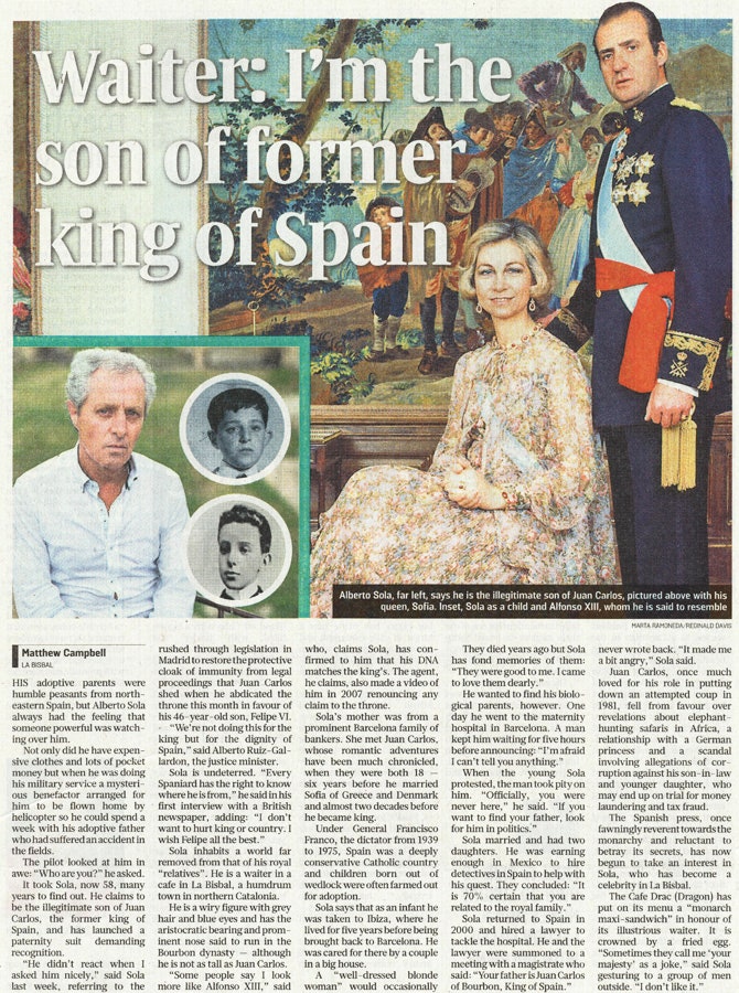 Статья в The Sunday Times посвященная скандалу в благородном испанском семействе