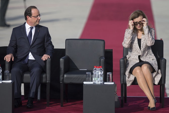 Франсуа Олланд и Валери Триервейлер во время визита в Израиль